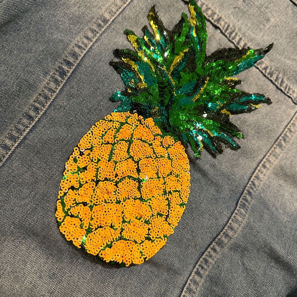 Embroidered Pineapple Jean Jacket - image 6